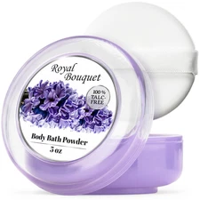 R-NEU Body Powder for Women with Powder Puff, 100% Talc-Free, Elegant Royal Bouq