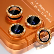 For iPhone 17 Pro Max/17 Pro Bling Glitter Tempered Glass Camera Lens Protector 