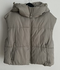 ZARA WOMENS CROPPED PADDED GILET JACKET SAGE GREEN WINTER SIZE EUR M 