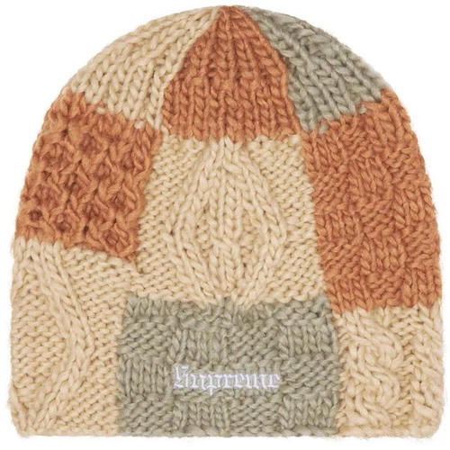 Bonnet tricoté Supreme Block marron PRÊT À EXPÉDIER