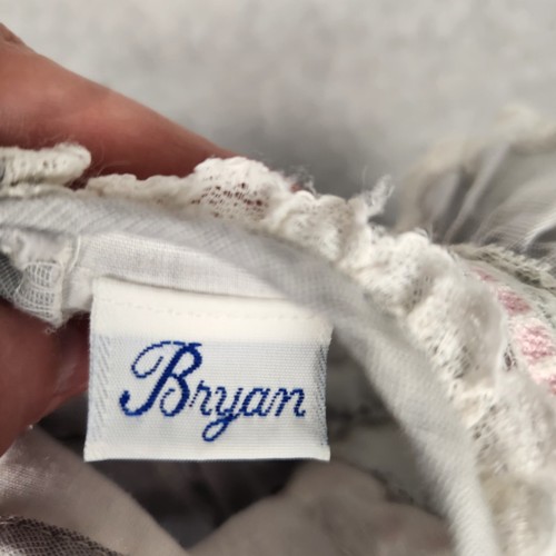 Vintage Bryan Baby Dress 0-3 Months Gray Lace Pink Ribbon Made USA Long Sleeve - Picture 7 of 9