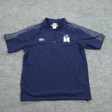 Rawlings Pullover Mens Medium Navy Blue Mavericks Logo Quarter Zip Short Sleeve
