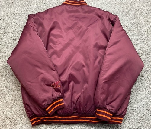 Men's Virginia Tech Varsity Padded Jacket Large Burgundy/Orange Licensed - Picture 4 of 12