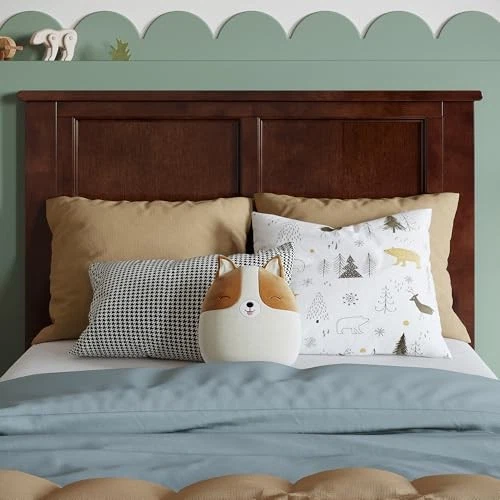 Cabecero de nogal Madison de origen sostenible madera maciza líneas limpias clase... Foto 4 de 4