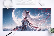 Aesthetic Girl Desk Mat, Fantasy Moon Landscape Mouse Pad
