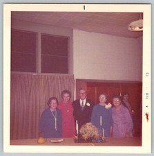 Vtg Color Snapshot Group Of Seniors Formal Celebration Anniversary Party 1973