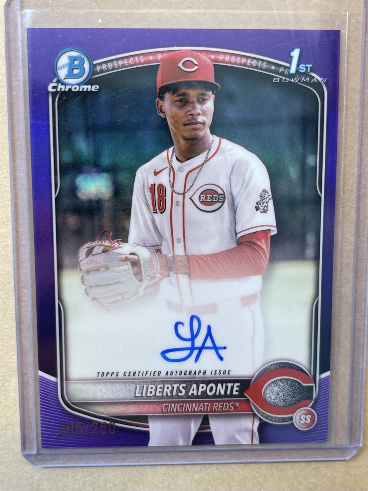 2025 Bowman Chrome Baseball Liberts Aponte #cpa-la Purple /250 Auto