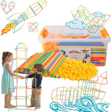 Straw Constructor STEM Building Toys 400 Piece Straws and Connectors Building Se