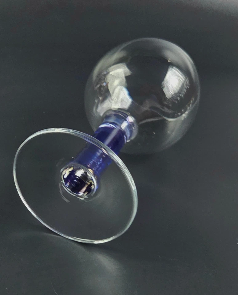 Copa de agua vintage - ORREFORS - vástago azul - individual - 6 5/8" de alto Foto 3 de 4