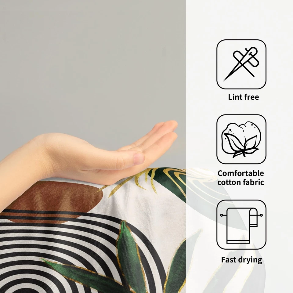 Juego de 2 toallas de mano Boho Leaves Mid Century con la punta del dedo... Foto 4 de 4