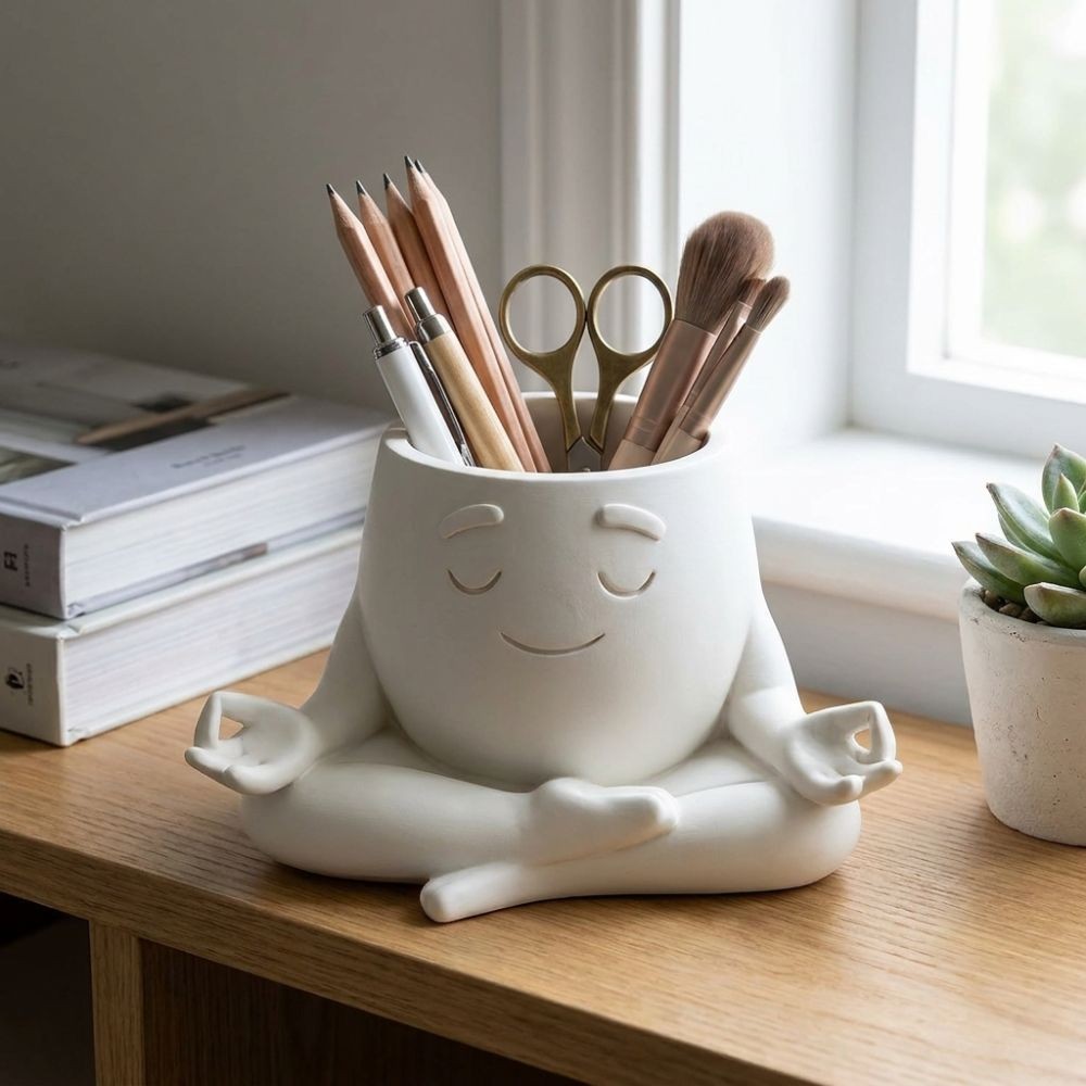 Sitting Posture 3D Printed Yoga Face Planter Meditation Figure Pot  Home Decor