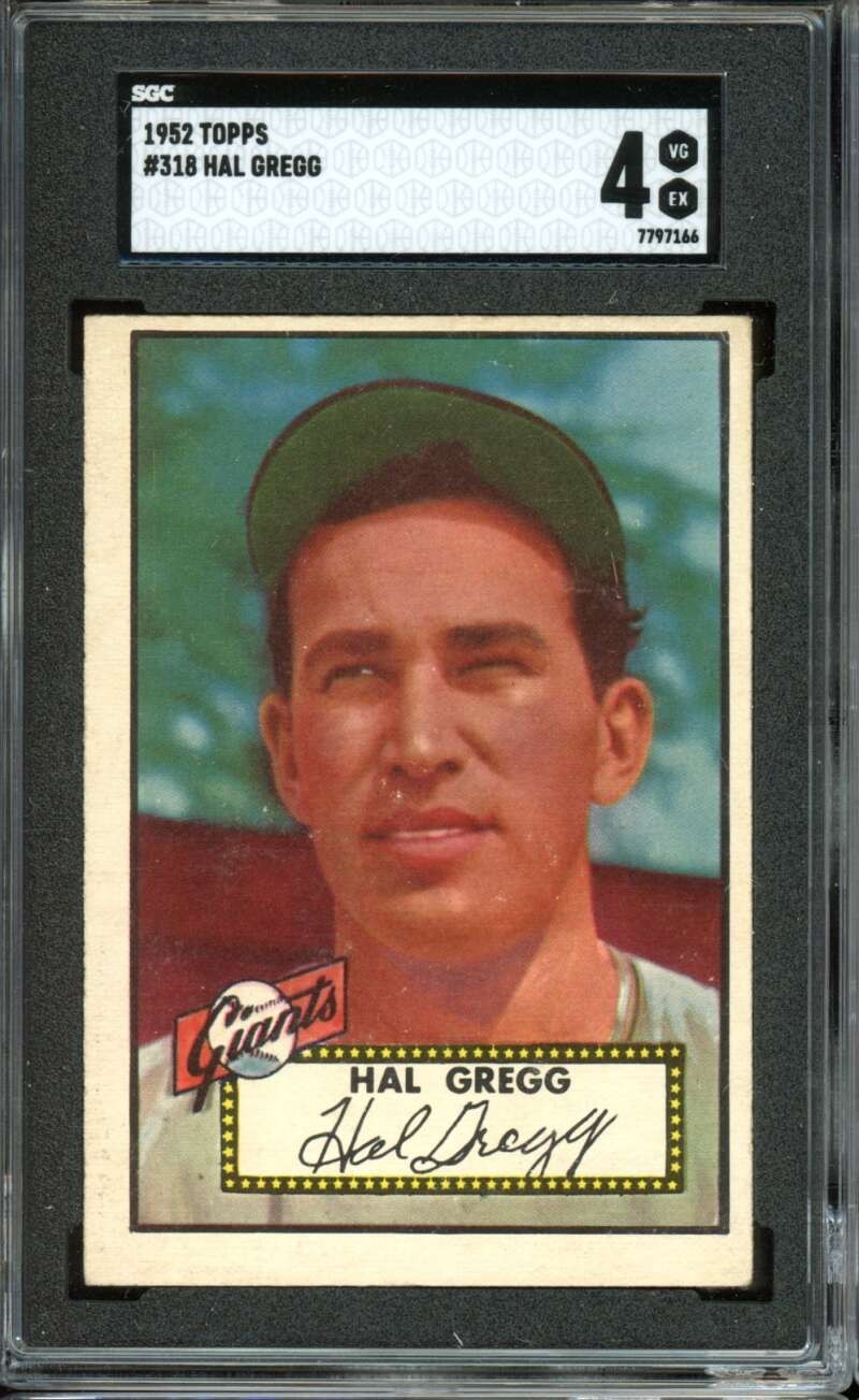1952 Topps High #318 Hal Gregg RC/Rookie NY Giants SGC 4 VG-EX