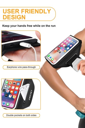 Running Armband with Earphone Bag Cell Phone Armband for iPhone 16 15 Pro 14 ... - 第 2/6 張圖片