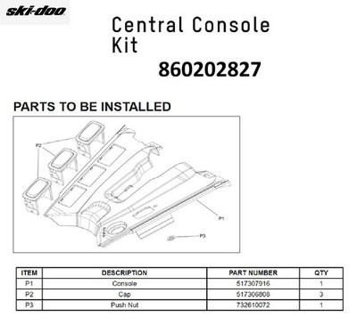 BRP Ski-DoO Snowmobile OEM Central Console Kit- 860202827