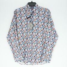 Visconti Black Men's Long Sleeve Shirt S White Blue Red Brown Palm Leaf NWT 125