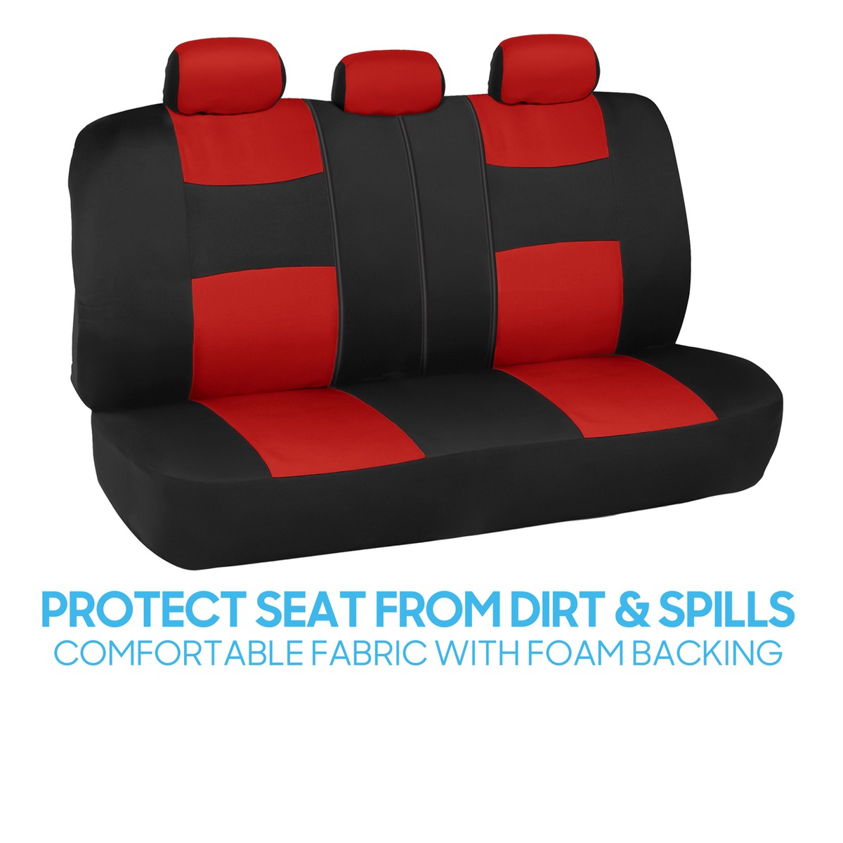BDK Black & Red Car Seat Covers Set - 9-Piece For Split Bench, 5 Headrests, Universal Fit