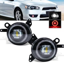 For 2008-2014 Mitsubishi Lancer Led Fog Light White W Red Angel Eyes Drl Pair