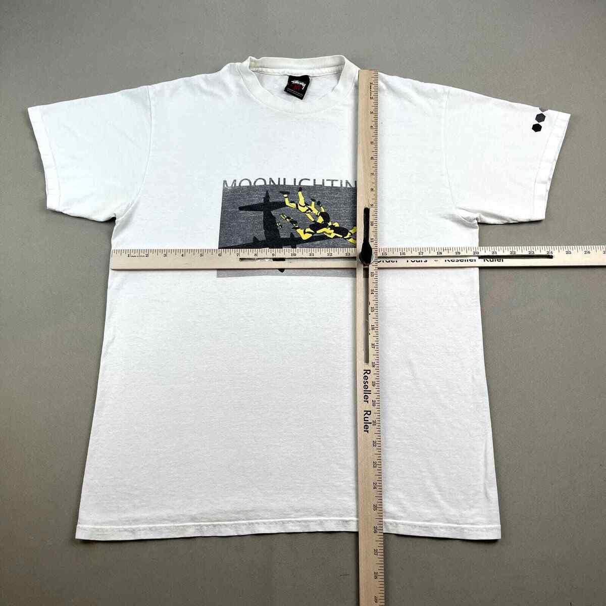 Vintage Stussy T-Shirt Adult Medium White Moonlighting Vintage Stussy T-Shirt Adult Medium White Moonlighting