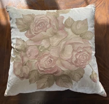 Eastern Accents Hand Crafted Hand Painted Rose Velvet Down Throw Pillow  21 x 21