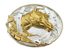 Horse HEAD FEATHER Belt Buckle Men Women Western Cowboy NEW COWGIRL Rodeo METAL