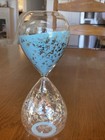 VTG 30 Minute Modern Half Hour Glass Timer BABY Blue Sand Silver Splatter Sponge