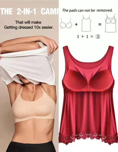 Integrierter BH Damen Trägershirt Tank Tops lässig lockere Passform Bluse Top Umstandsmode Tank Top - Bild 15 von 54