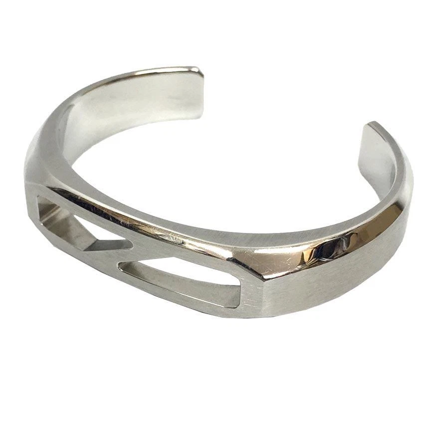 Stainless Steel & 18K Gold Rubber Men's Bracelet, 7.5