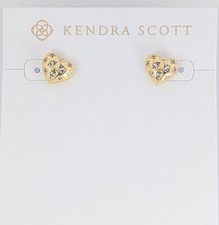 New 100 Authentic KENDRA SCOTT 160 Gold Crystal Holland Heart Stud Earrings