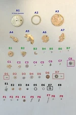 Omega Cal 563 Watch Parts Movement Dial Calendar Disk Fork Wheels Springs Bridge