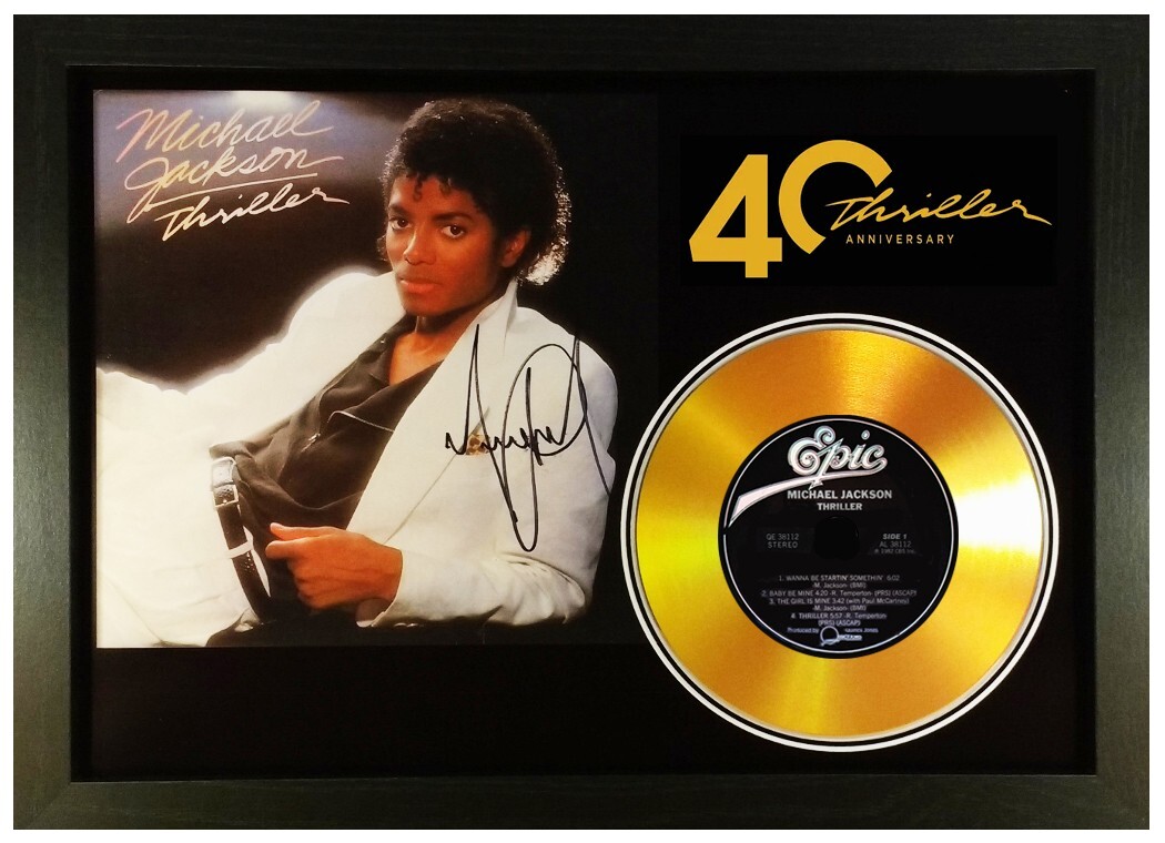 MICHAEL JACKSON 'THRILLER' SIGNED PHOTO GOLD DISC COLLECTABLE MEMORABILIA GIFT
