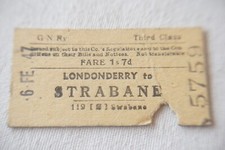 1947 Londonderry to Strabane Great Northern Ireland Railway Train Ticket GNR