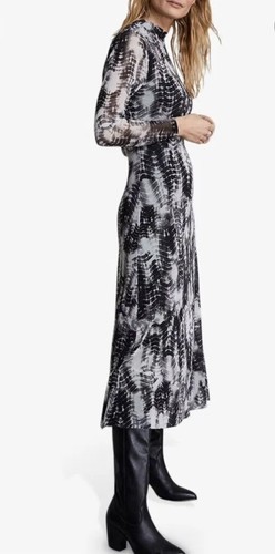 Mint Velvet Black Tye Dye Mesh Midi Dress Size 6-8 (6 Tag) - Picture 2 of 13