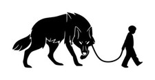 Boy Walking Wolf Decal 1 2.25"x5.25" Choose Color