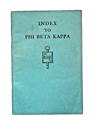 Index to Phi Beta Kappa 1934 William Mary College Agnes Scott Cornell Emerson