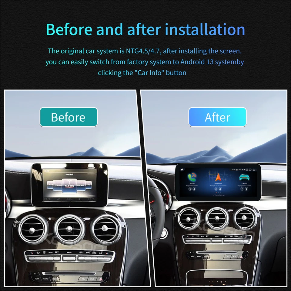 Mercedes Benz C W205 GLC Car Screen 12.3inch Autoradio Android13 Media Carplay - Image 3 of 4