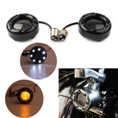1 Paar 7  Black Fire Ring Blinker für Harley Softail Dyna