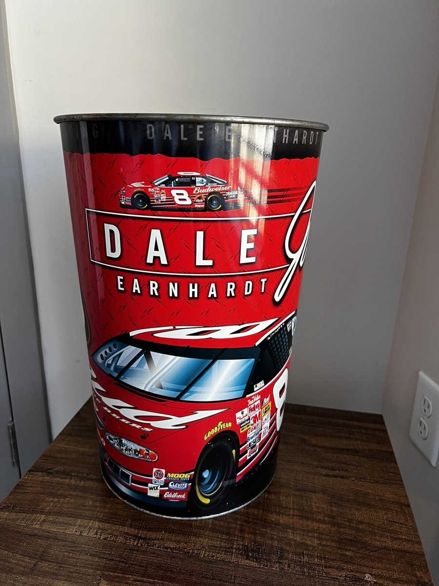 Vintage Dale Earnhardt JR GM Trash Can Waste Basket Garbage Metal 