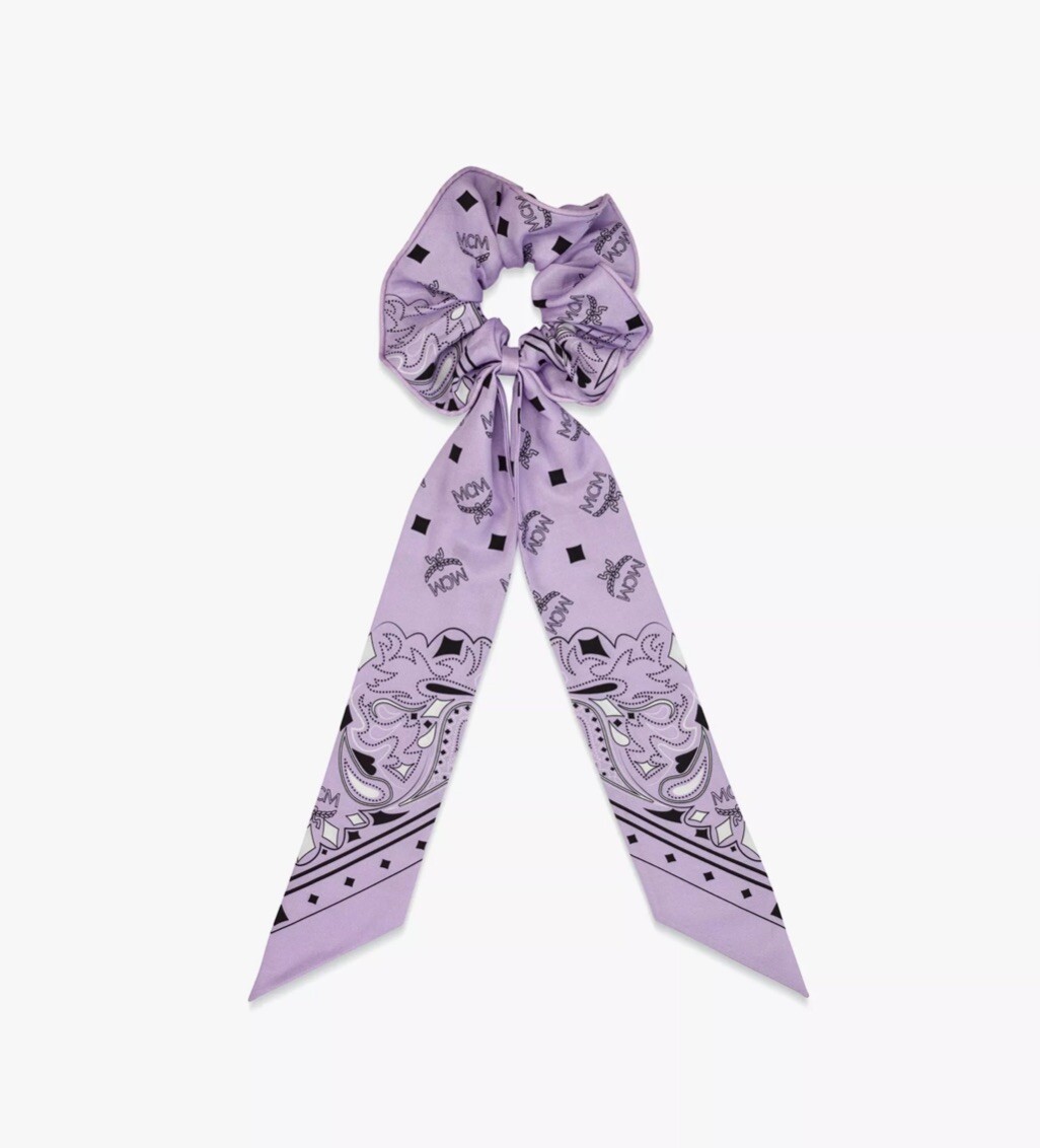 MCM BANDANA MONOGRAM PRINT SCRUNCHY WITH SCARF PURPLE ROSE  display picture 3