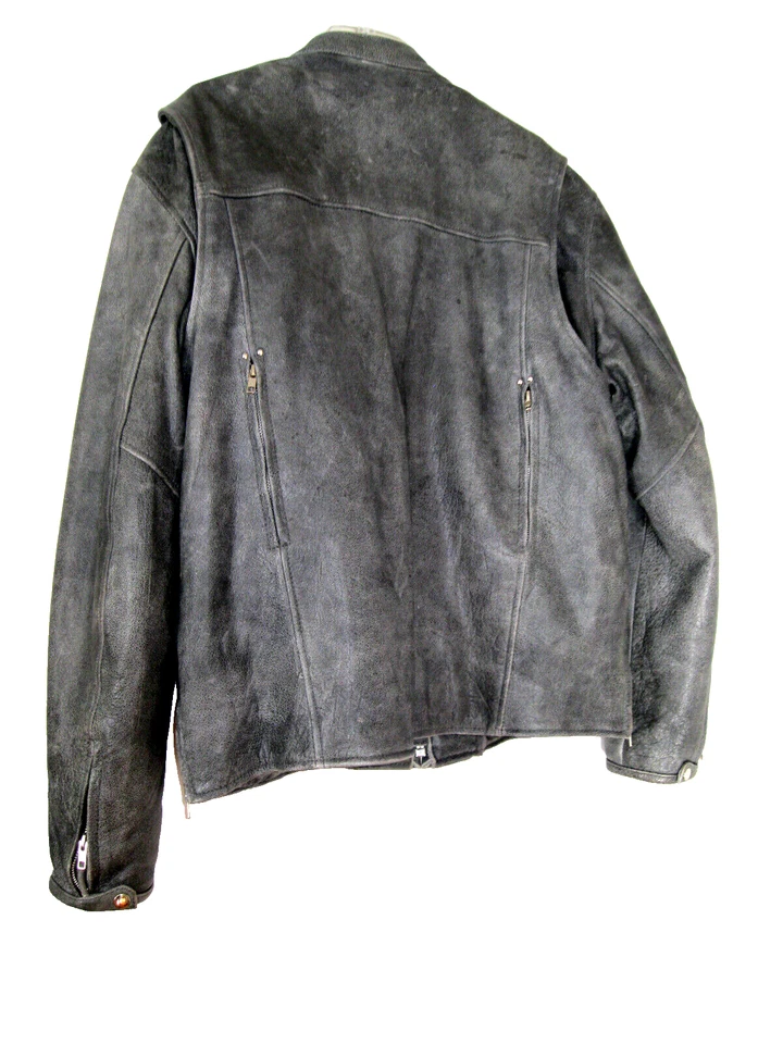 Chaqueta de motocicleta UNIK Premium para hombre talla 2XL de cuero negro pesado en muy buena condición Foto 3 de 4