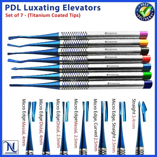 PDL ELEVATOR PROXIMATORS ROOT EXTRACTING DENTAL SET of X7 DENTAL + CASSETTE - Picture 5 of 9