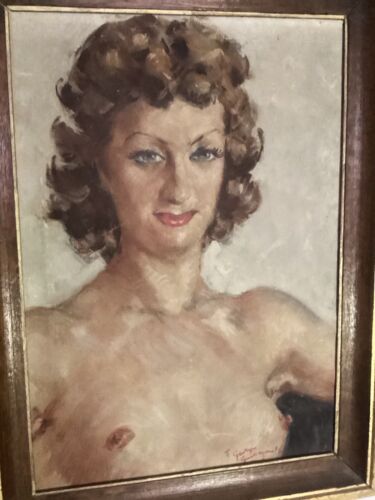 Dipinto olio su tela Nudo Di Donna Ritratto Georges Guinegault (1893-1982) - Afbeelding 1 van 11