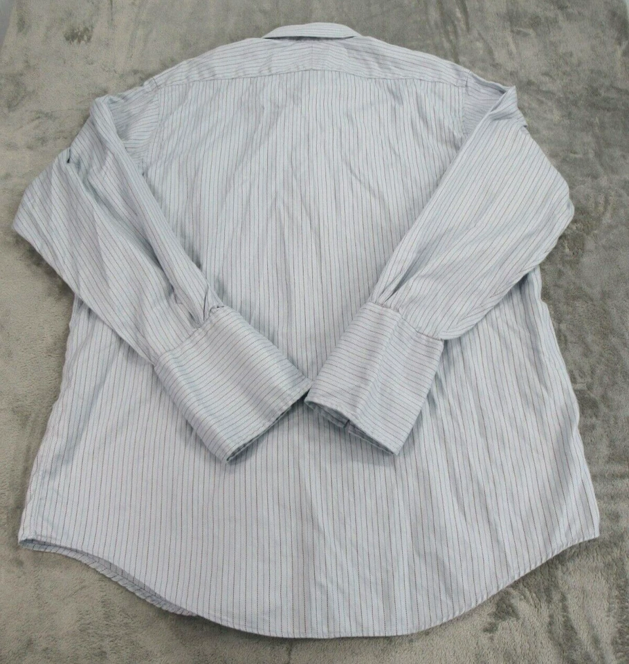 Pacote com 2 Camisas Brooks Brothers Masculinas 17 - 34 Longas Slv Botão para Cima Listrado Azul Bege - Imagem 4 de 4