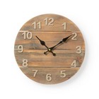Wooden Rustic Distressed Wall Clock 30cm Diameter Shabby Chic Kitchen