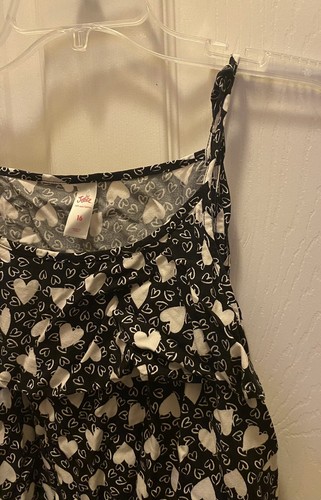 Girls' Justice 16 Tank Top Sleeveless Black White Heart Tie Shoulder Blouse - Picture 4 of 8
