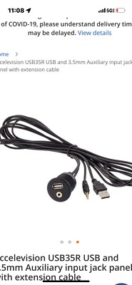 Accele USB35R USB and 3.5mm auxiliary input jack panel