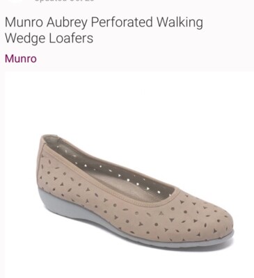 NWOB Munro Stone NuBuck Aubrey Perforated Walking Wedge Loafer Womens Sz 9.5W