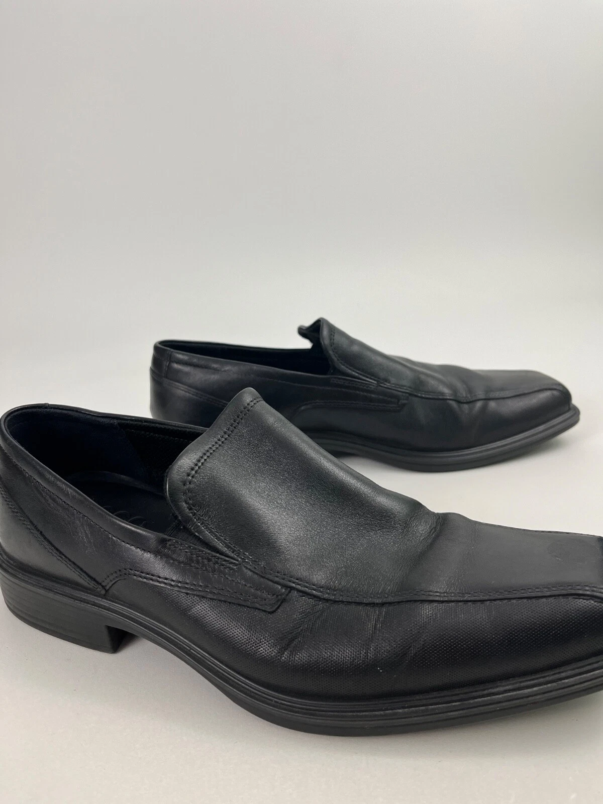 Ecco Shoes scarpe eleganti uomo US 11 nere in pelle con punta quadrata
