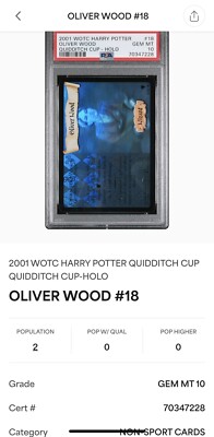Harry Potter TCG Oliver Wood Holo Foil 18/80 Quidditch Cup PSA 10