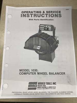 Coats 1030 Computer Wheel Balancer Operating & Service Instructions Manual Tire