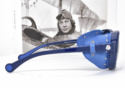 サングラス MONCLER MONCLER Blue Sunglasses Genuine Leather Shield Ski Trekking